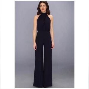 Roz & Ali Classic Black Halter Wide Leg Jumpsuit